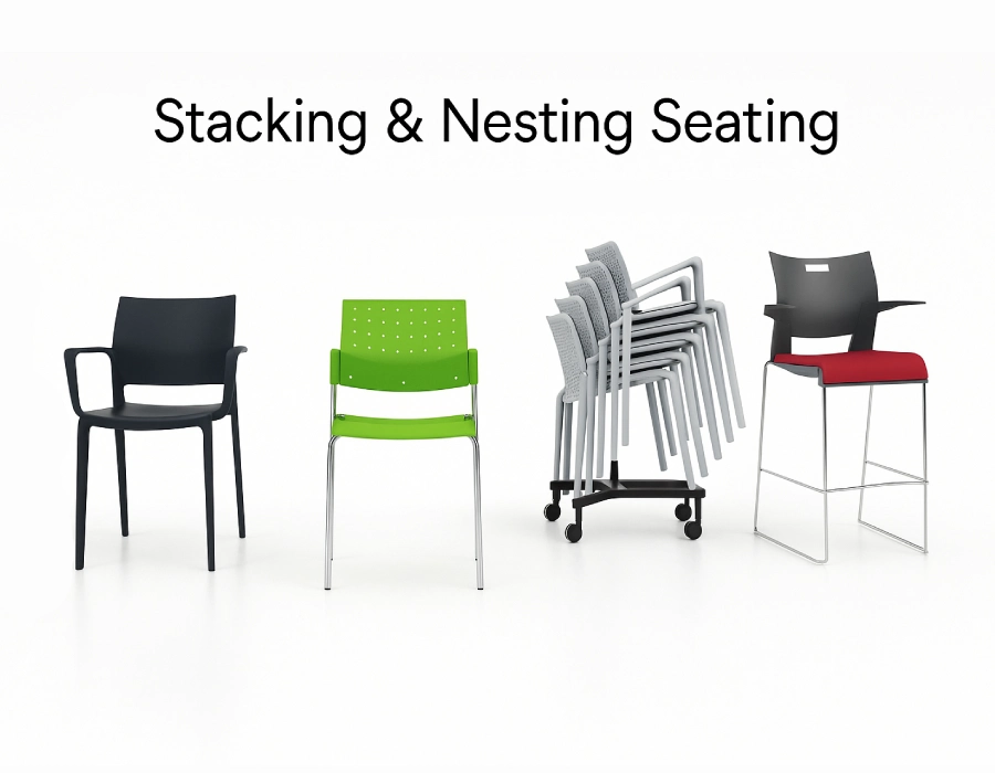 Stacking and nesting office furniture