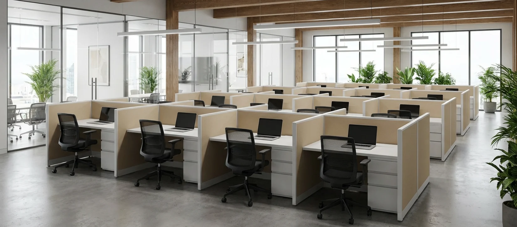 Single 42″H x 60″W Call Center Cubicle– 60″ x 24″ Surface with BBF ...