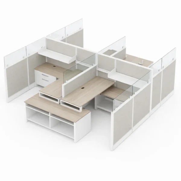 Compile 4-Pack Office Cubicle System 6×6 with Glass Panels and Storage-bproduct