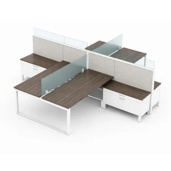 Evolve 4-Person Semi-Private Workstations, 4-Way Facing Rows – EV507