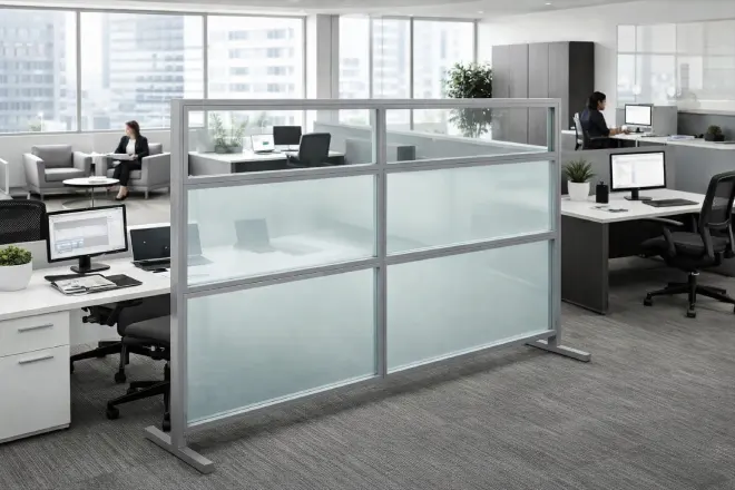 Evolve Wellness Freestanding Privacy Panel, Clear Acrylic-in office