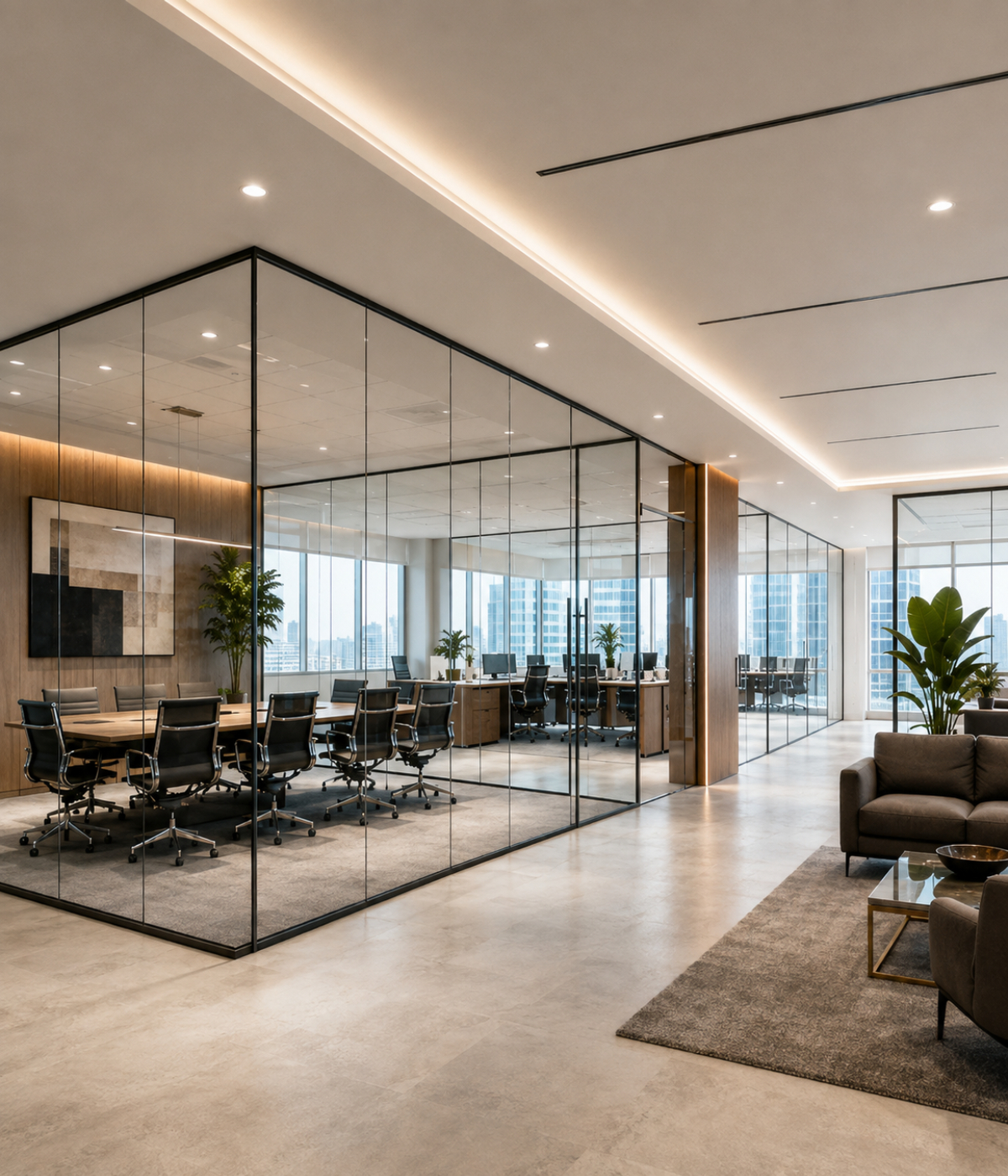Demountable wall system in modern offices